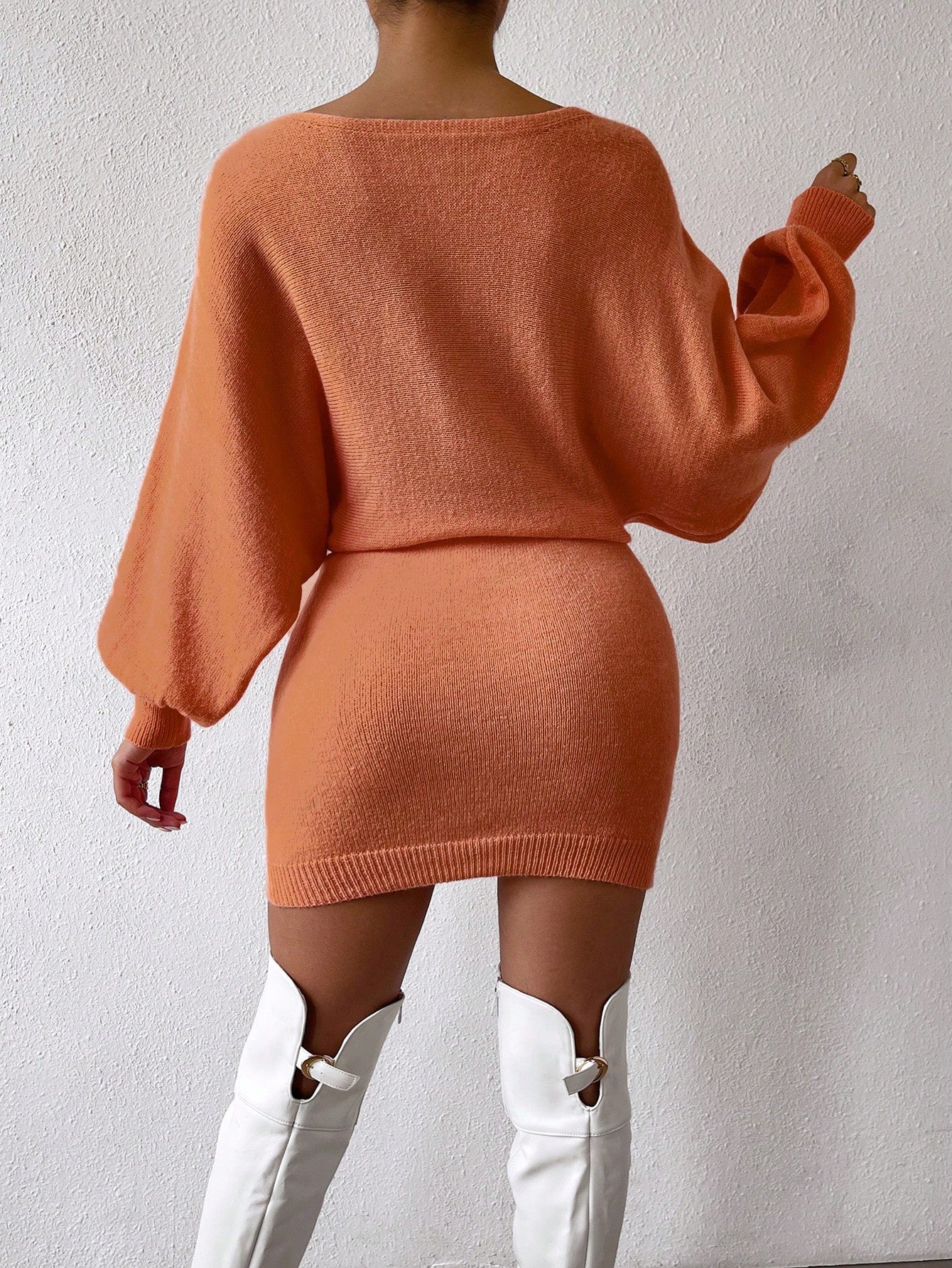 Chiquease Graphic Pattern Batwing Sleeve Sweater Dress