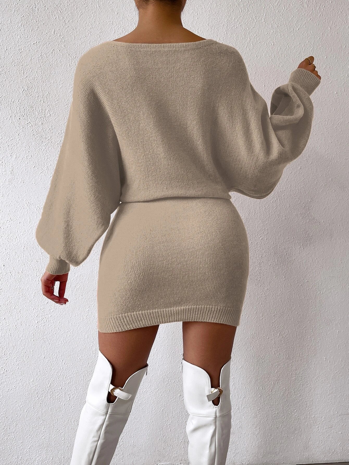 Chiquease Graphic Pattern Batwing Sleeve Sweater Dress