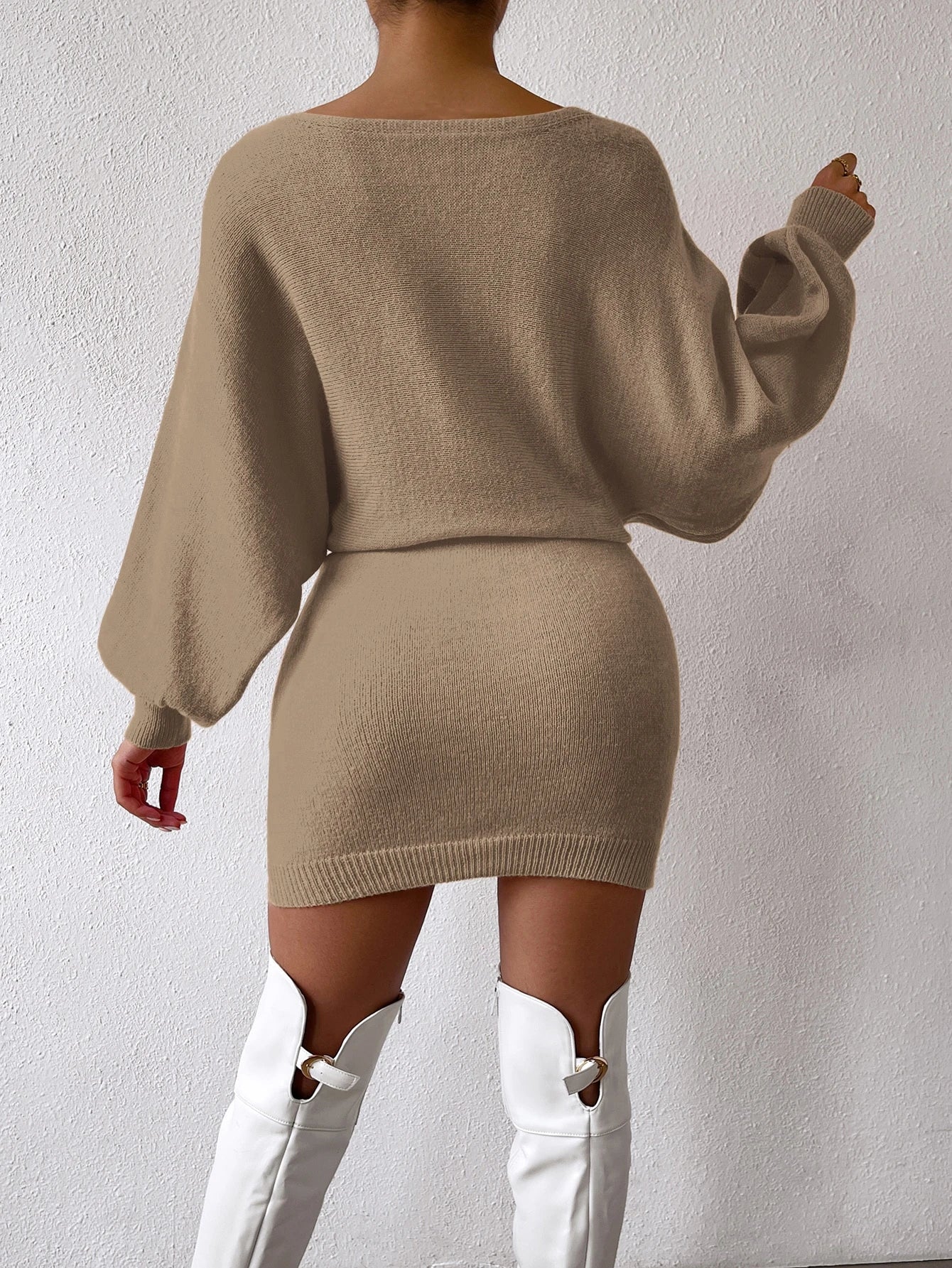 Chiquease Graphic Pattern Batwing Sleeve Sweater Dress