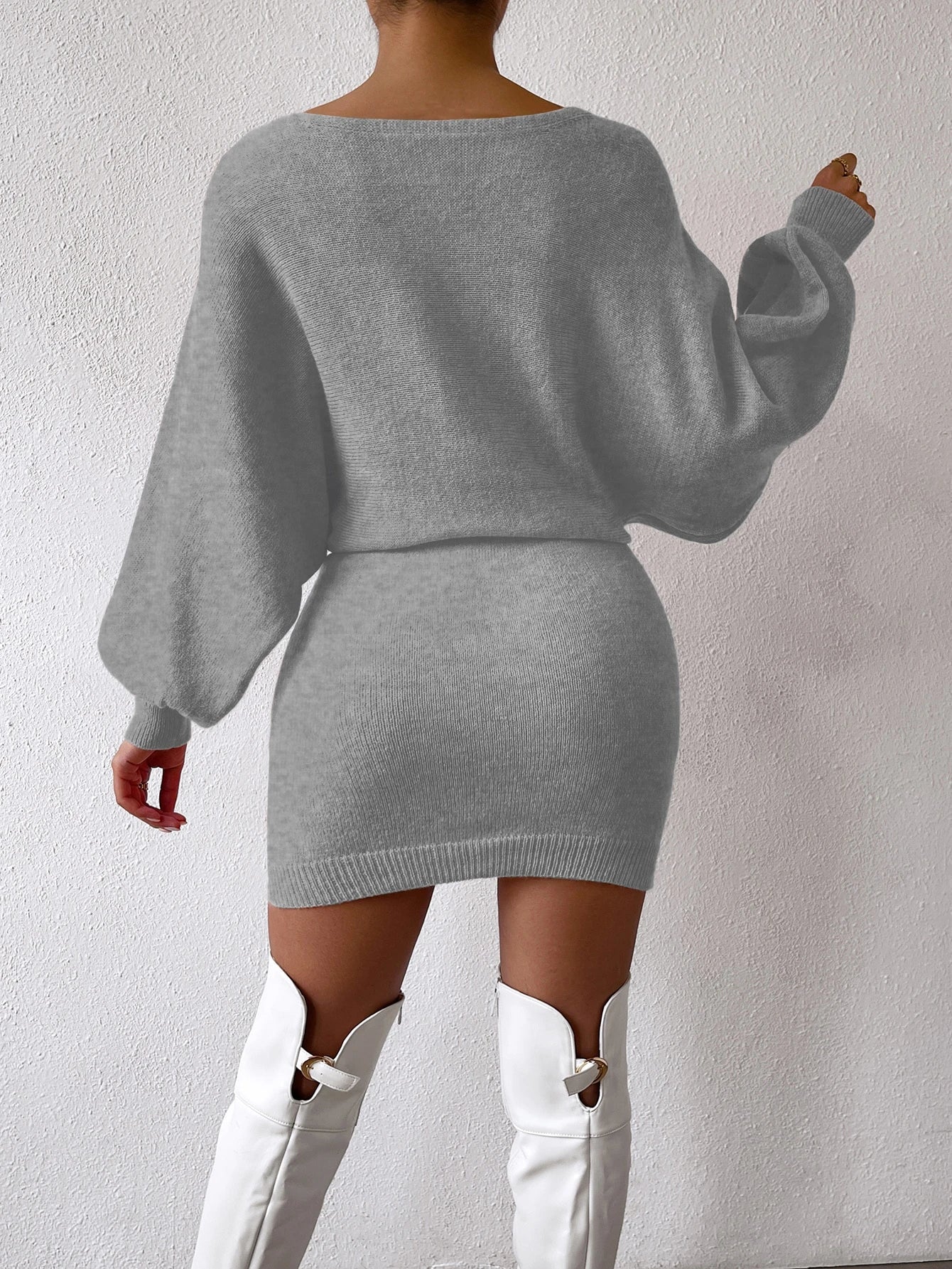 Chiquease Graphic Pattern Batwing Sleeve Sweater Dress