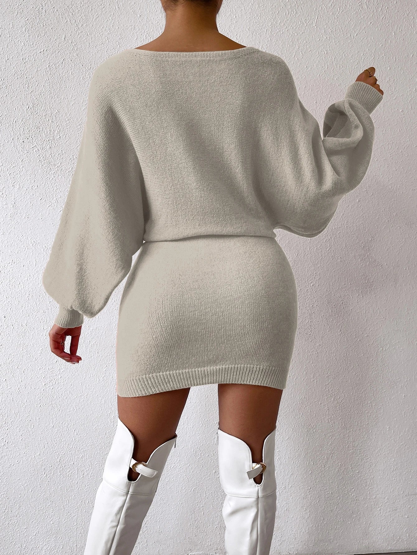Chiquease Graphic Pattern Batwing Sleeve Sweater Dress